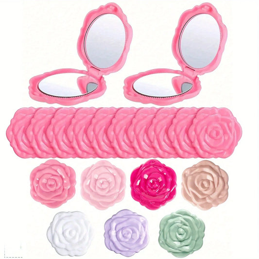 Portable and foldable rose flower makeup mirror,wedding party gifts,stylish mirrors for both women and girls.