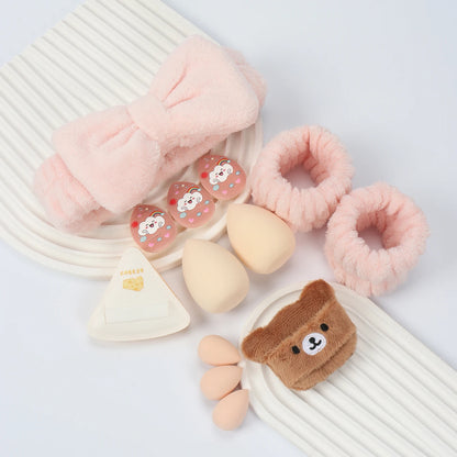 Embroidered Powder Puff Headband 13-Piece Set, Suitable for Applying and Setting Makeup, Suitable for All Skin Types