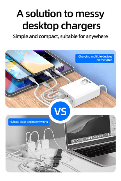 120W Charging Head 7 Ports 3USB+4PD Fast Charging Phone Charger Head 5V4A US/EU/UK Standard Charger for Mobile Phones