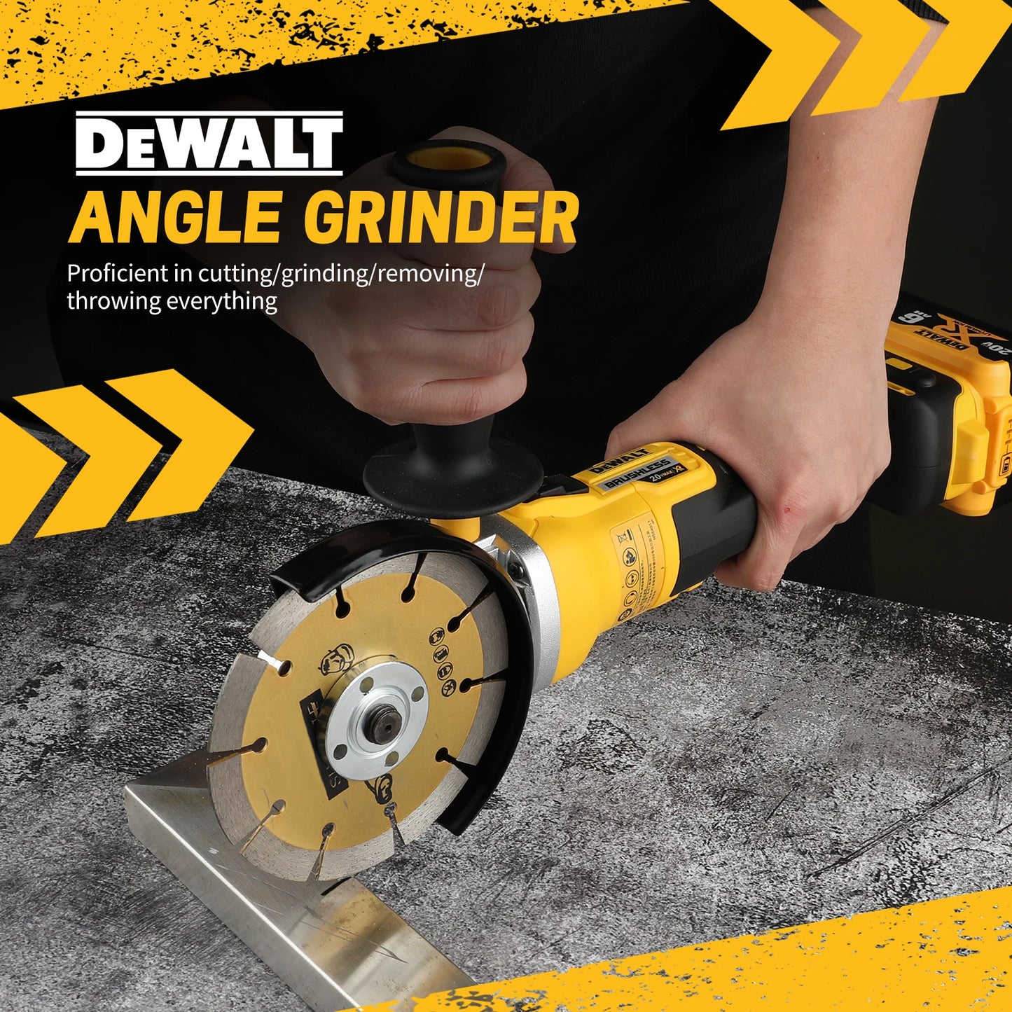 DeWaltcordless brushlessangle grinder,handheld portable 18V electric cutting toolsuitable for construction,DIY and industrial us