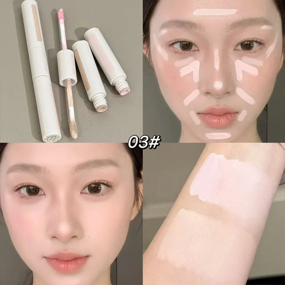 Dual End Concealer Stick Pink Liquid Brightening Contour Pen Correcting Penfor Under Eye & Face Sculpting Full Coverage Makeup