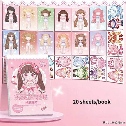 DIY Dress Up Sticker Girl Paper Doll Quiet Book Sweet Cool Girl Star Doll Change Clothes Scrapbook Craft Children's Makeup Book