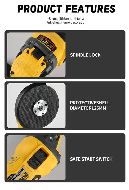 DEWALT DCG409 20V Brushless Cordless Angle Grinder: 125mm Rechargeable Portable Cutting & Polishing Power Tool