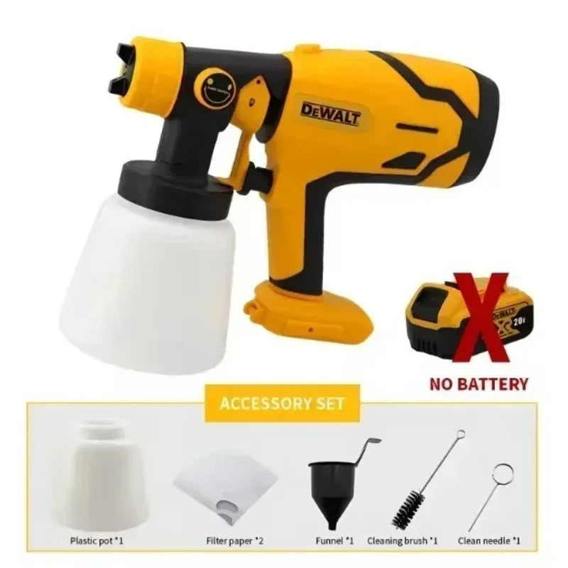 DEWALT 800ML Electric Spray Gun - Cordless, for a uniform coat on walls, cabinets, and DIY craft projects!