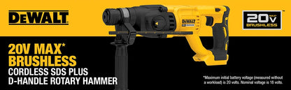 DEWALT Tools DCH133 Rotary Hammer 20V MAX Variable Speed Brushless Drill D-Handle Multifunctional Industrial Rechargeable Drill