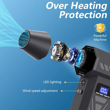 900000RPM New P70 Air Blower 4 Gear Adjustable Turbo Jet Blower With Led Light Battery Display Cordless Compressed Air Duster
