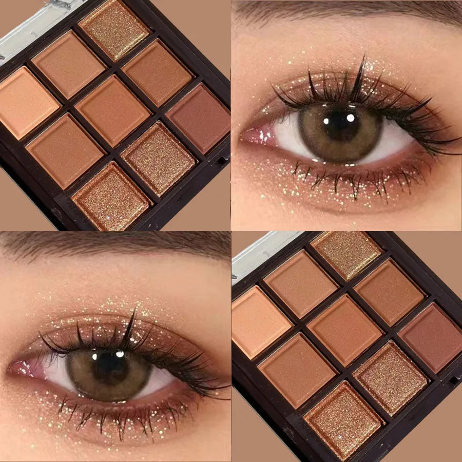 9 Color Chocolate Eyeshadow Palette Matte Pearlescent Glitter Glitter Earth Eyeshadow Makeup