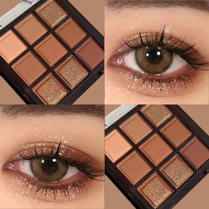 9 Color Chocolate Eyeshadow Palette Matte Pearlescent Glitter Glitter Earth Eyeshadow Makeup