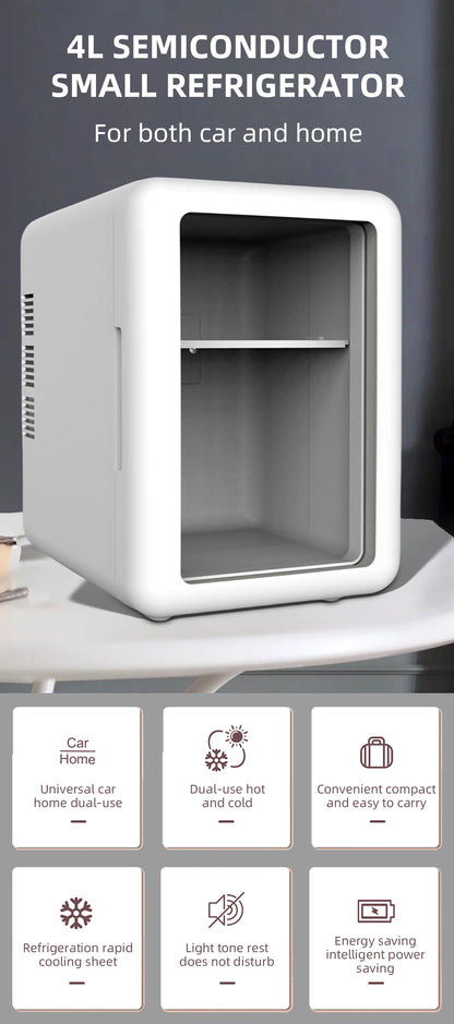 4L Mini Beauty Refrigerator With Cooling And Heat  Both Car Home Use Refrigerated Storage For Skincare Products To Keep Fresh