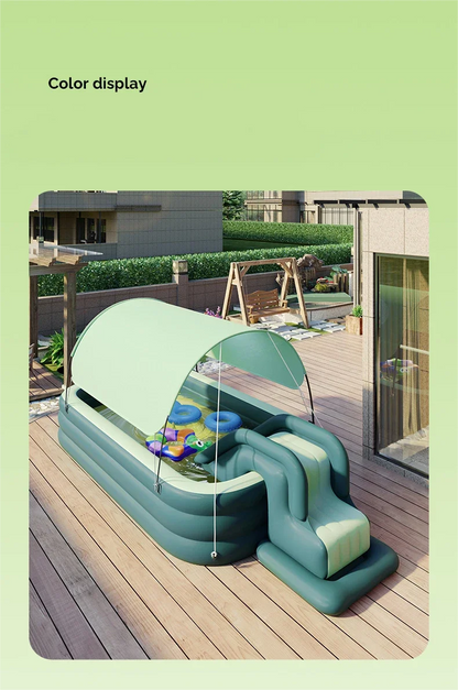Inflatable Swimming Pool with Rain Canopy, Portable Adult Swimming Pool in Outdoor Areas, Home Garden, Backyard Inflatable Pool