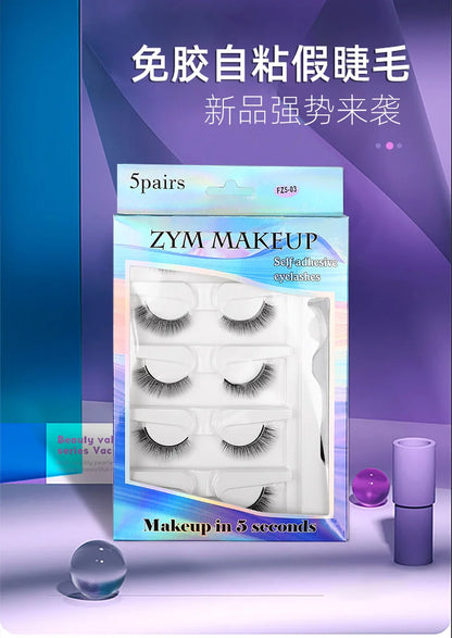 5 Pairs Glue-free Self-adhesive Eyelashes 3D Natural False Eyelash One Step Application Easy To Remove Eye Makeup Wholesale