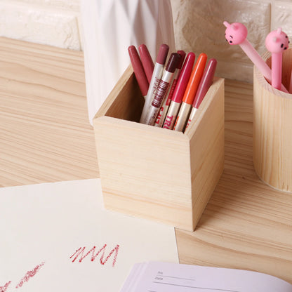 Wooden stationery storage box for pens, pencil cases, office pen holders, makeup brush containers, stationery supplies,