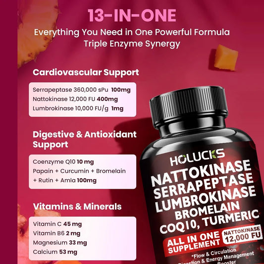 Nattokinase Supplement, Supports Blood Flow, Heart Health, & Healthy Circulation, Digestive Aid, Boosts Cellular Energy