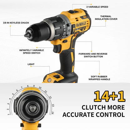 Dewalt 2000RPM Cordless Electric Drill Brushless Driver Adjustable Speed Impact Hand Drill Rechargeable Power Tools DCD796