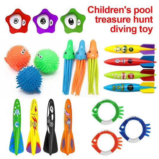 Children's Pool Diving Toy Submersible Torpedo Treasure Hunt Water Toy Swimming Training Tool Summer Outdoor water Gift Set #1