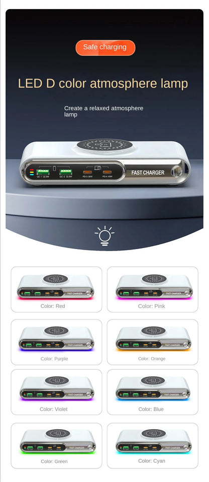 Mobile Phone Fast Charging 6-in-1 Multi-Function Charger Fast Charging 2PD Port Total Power 72W Single-port Maximum 45W Charger