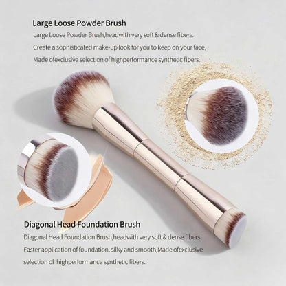 20-Piece Professional Makeup Brushes Set, Metal Handle Wand With Velvet Pouch, Soft Foundation, Eyeshadow, Eyebrow, Blending, Hi