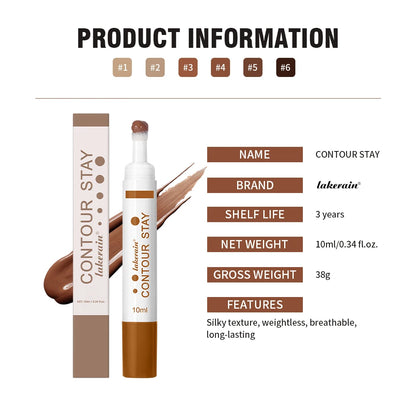 6-colors Moisturizing Liquid Contour Stay Cream Bronzer Waterproof Lightweight 3D Concealer Nourishing Face Contour Makeup
