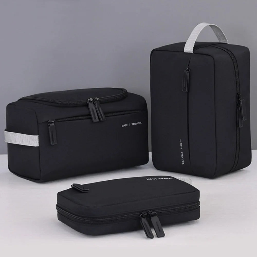 3-in-1 Travel Toiletry Bag Oxford Cloth Lightweight Waterproof Shaving Bag Handheld Makeup Bag Makeup Organizer Business