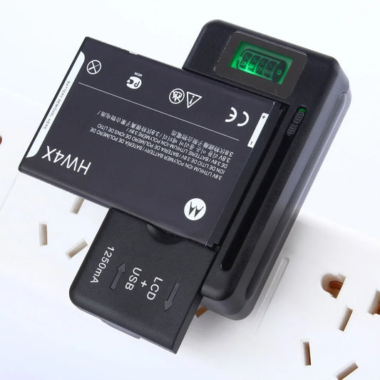 Mobile Battery Charger Universal LCD Indicator Screen USB-Port For Cell Phone Chargers 32-55mm Battery Charging US UK EU Plug
