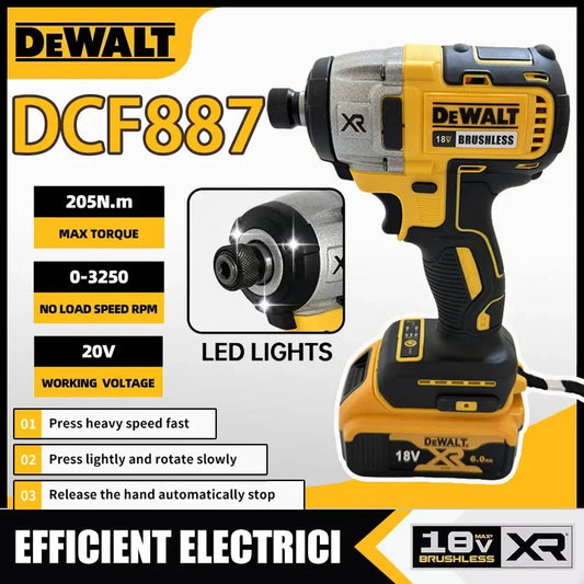 Dewalt DCD887 Electric Impact Driver Drill 18V 20V Battery Speed Brushless Motor Electric Screwdriver For Power Tools