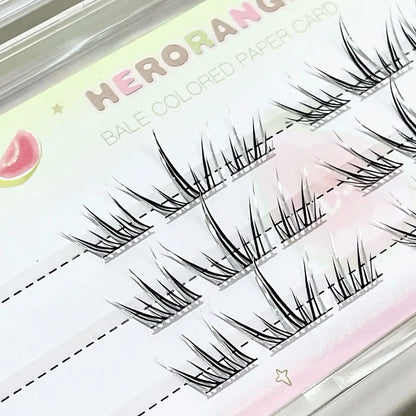 DIY Cluster Punk Silver Black Self-adhesive Glue Free False Eyelashes Segmented Thin Stems Halloween Makeup Girl Lashe Extension