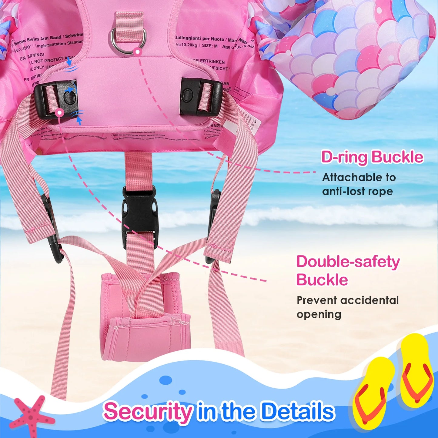 Kids Swimming Vest Toddler Floaties Arm Band Floaties with Adjustable Strap Swim Jacket Water Wing Pool Float Learning Swim