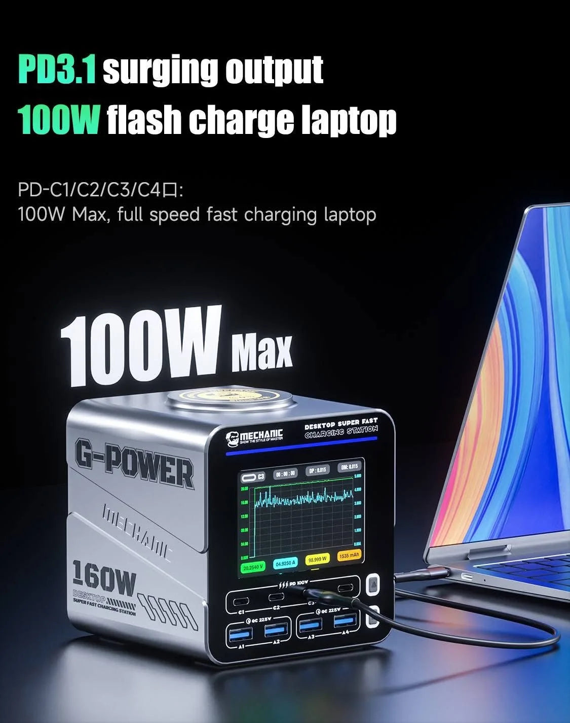 MECHANIC Smart Fast Charge 160W Multi-Line Combo supports charging multiple mobile phones at the same time