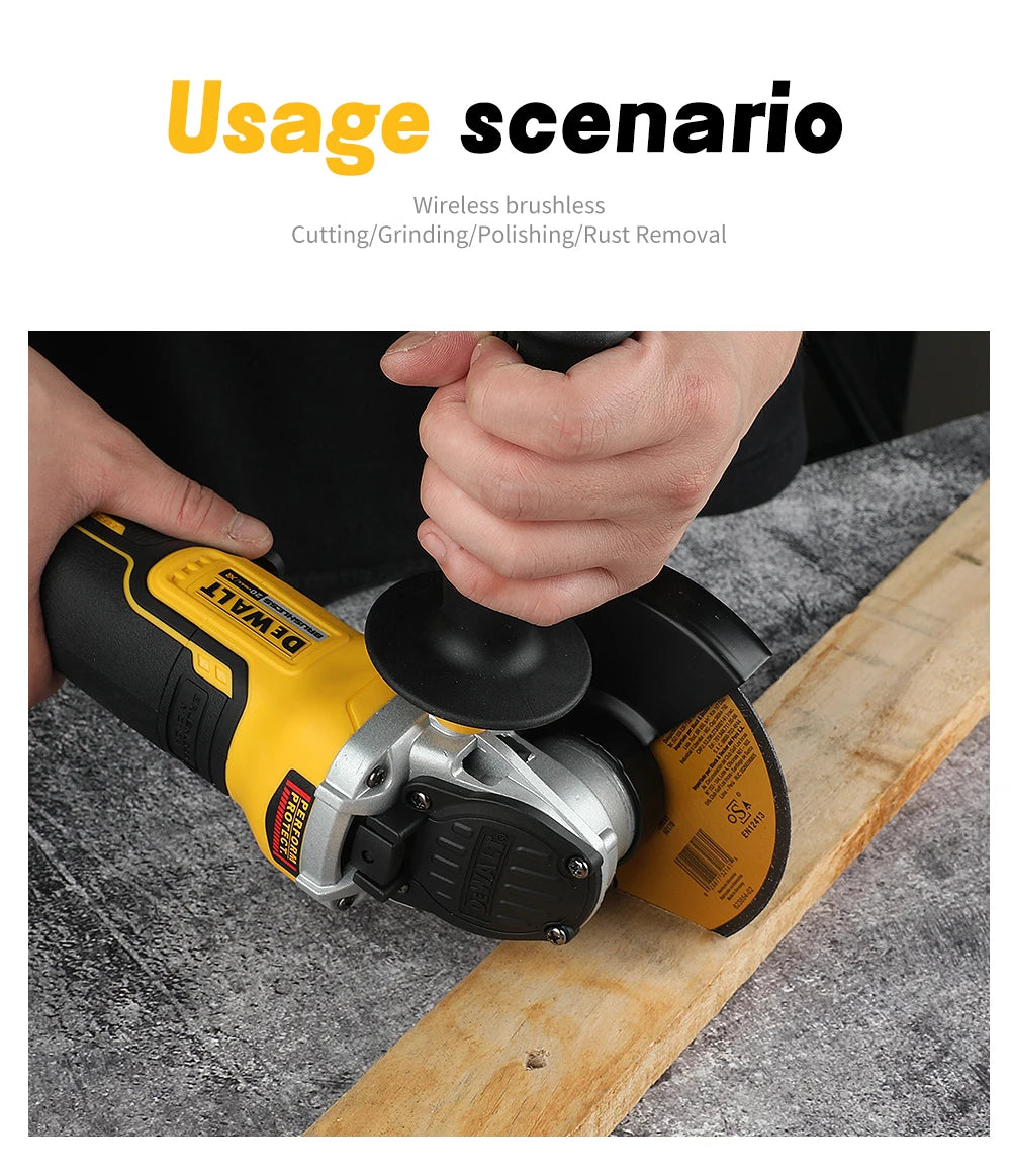 DEWALT 20V Cordless Brushless Angle Grinder,125mm 10000rpm 680W, Safety Lock & Dust Exhaust for Metal Wood Tile Cutting Grinding