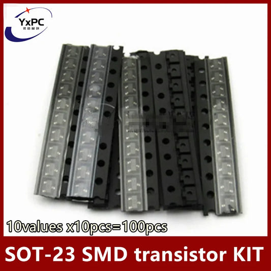 10values x10pcs=100pcs SOT-23 SMD transistor KIT S9013 S9014 S9015 S9018 MMBT3904 MMBT3906 SS8050 SS8550 2N5551 2SC1815