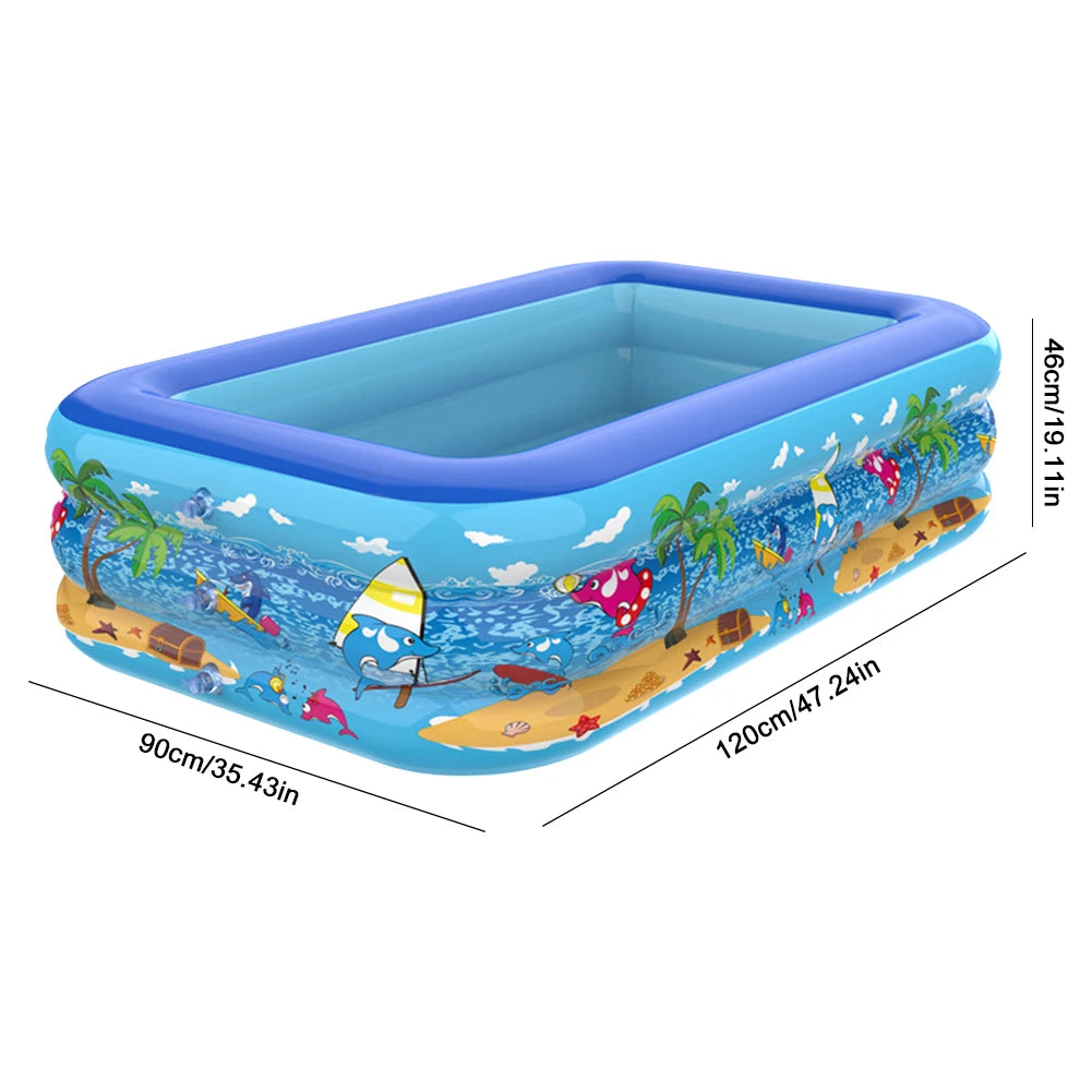 Inflatable Swimming Pool Large Family Pools 120cm Rectangle Framed Children Swimming Pool Summer Outdoor Pool  Bathtub Toys