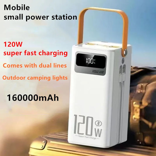 New 160000mAh Charger Portable Large Capacity Mobile Power 120W Fast Charger USB Type-C Phone External Battery