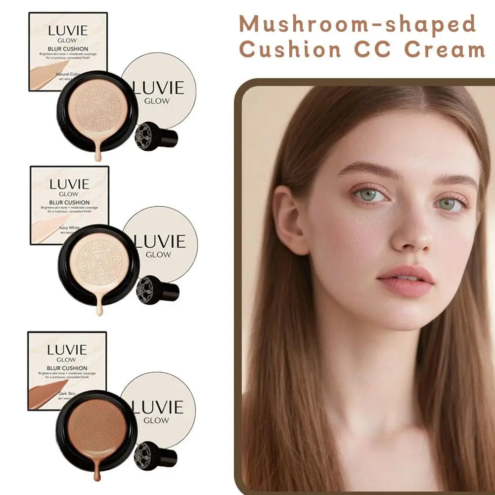 LUVIE GLOW Mushroom Head Air Cushion BB Cream Foundation Cream Face Concealer Moisturizing Waterproof Magic Foundation Makeup