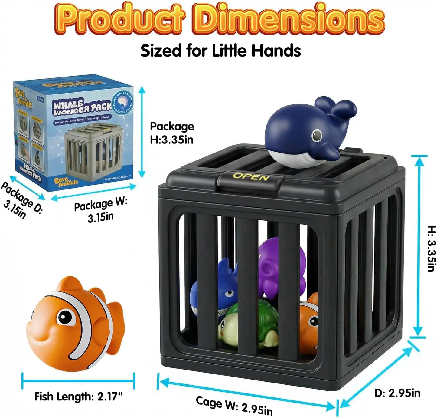 Children's Swimming Pool Diving Toys, Swimming Toys with Fish Box, Floating Animals Suitable for Children Over 3 Years Old