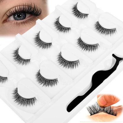 5 Pairs Glue-free Self-adhesive Eyelashes 3D Natural False Eyelash One Step Application Easy To Remove Eye Makeup Wholesale