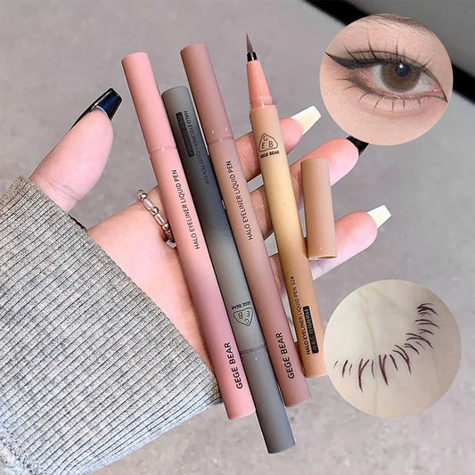 Waterproof Quick Dry Liquid Eyeliner Pen Ultra-fine Matte Black Brown Lasting Lying Silkworm Eyeliner Pencil Natural Eyes Makeup