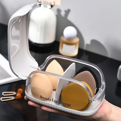 1pc Transparent Makeup Sponge Holder Dustproof Plastic Beauty Organizer Travel Home Cosmetic Storage Makeup Organizers with Lid