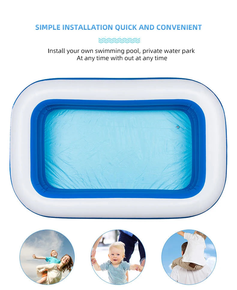 2m/2.6m Large Inflatable Swimming Pool Adults Kids Pools Bathing Tub Outdoor Indoor Bathtub Water Pool Family Party Toys