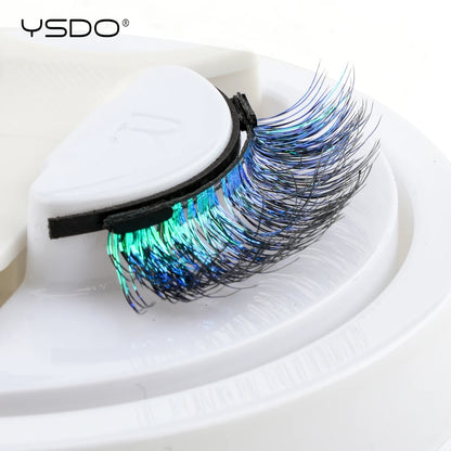 YSDO Colored Magnetic Eyelashes Natural Faux 3D Mink Lashes Reusable Makeup Party Cosplay Shiny Colorful Magnet False Lashes