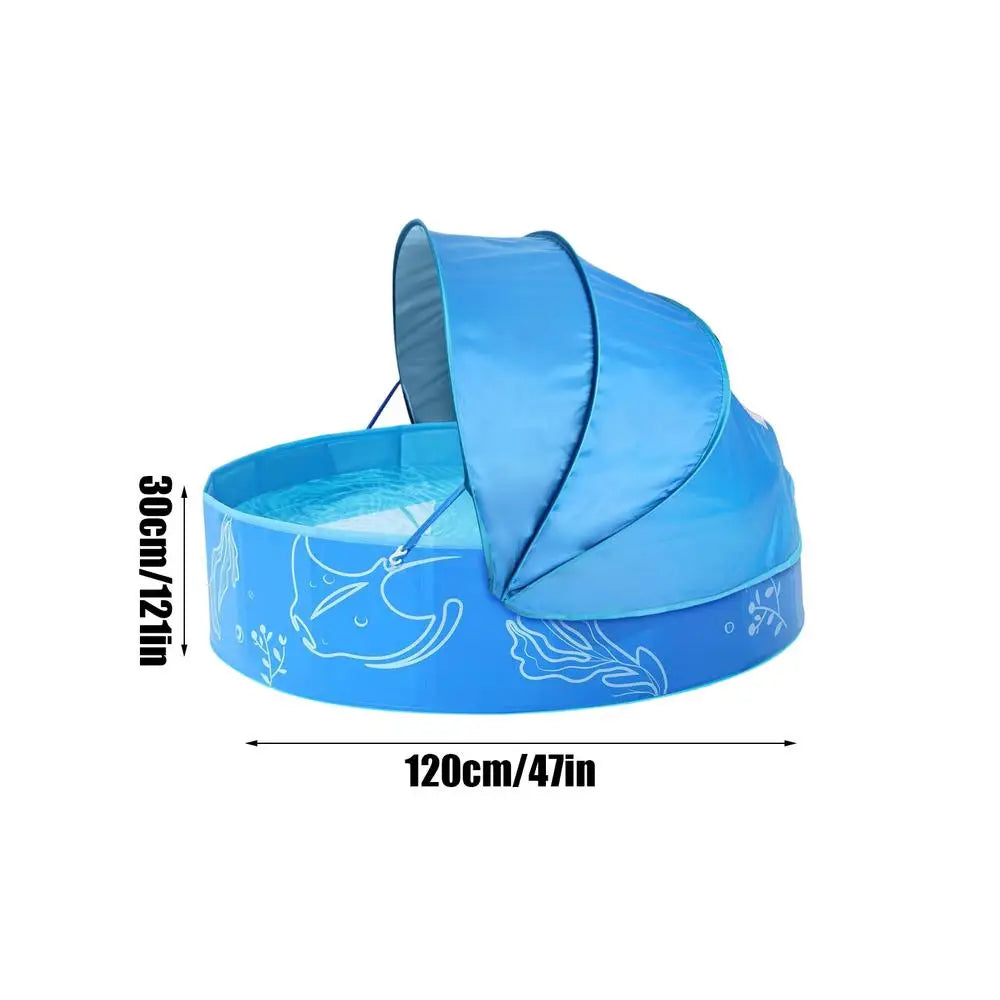 Kiddie Pool with Canopy 120x30cm Foldable Summer Water Play Toy  Children's sunshade swimming pool patio wading pool Baby Pool