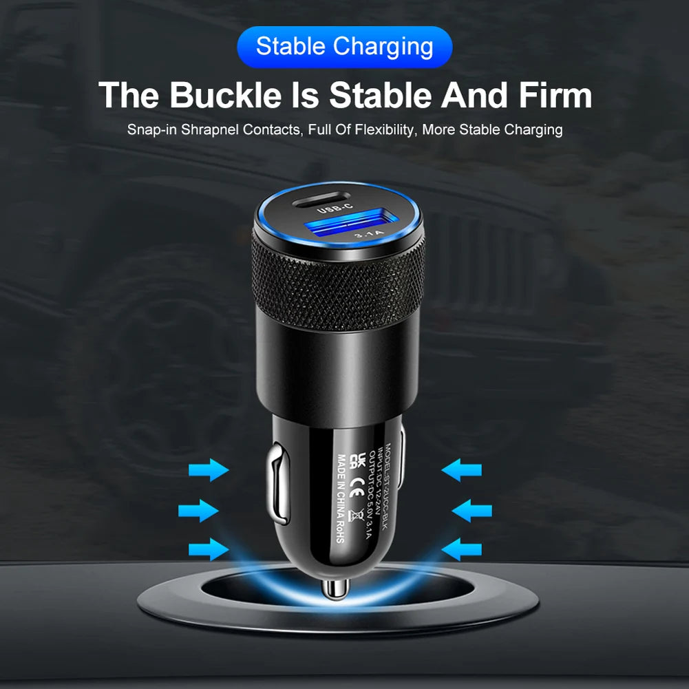 66W USB Car Charger Quick Charge 3.0 USB Type C Fast Charging Phone Adapter For Iphone Laptops Tablets