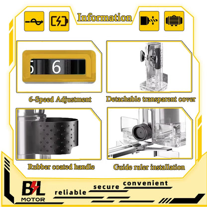 Electric Trimmer Brushless Woodworking Trimming Router Milling Engraving Slotting Tools Fit Dewalt 18V Battery Pin