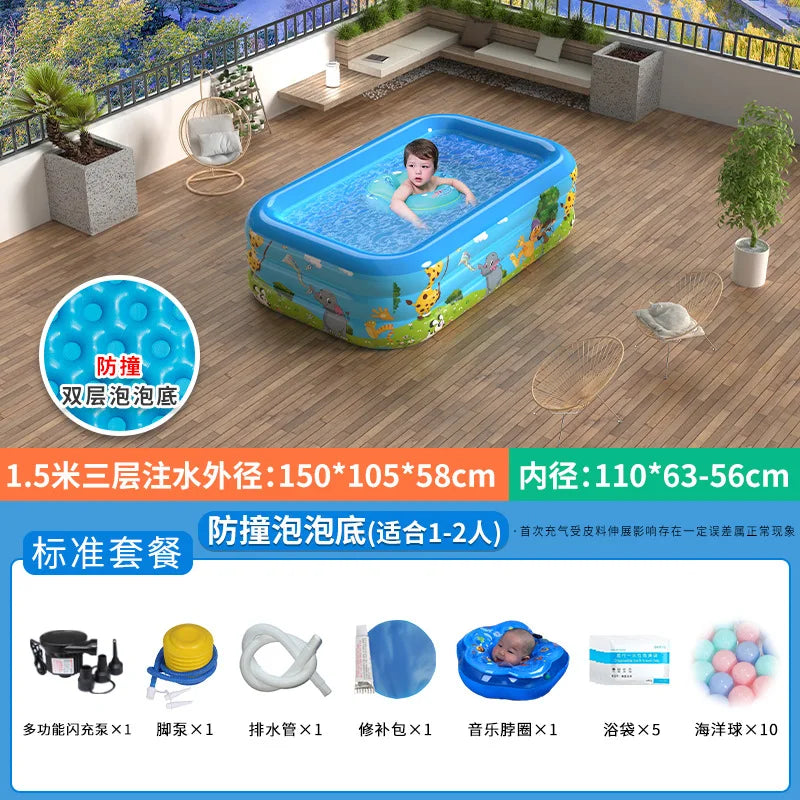 Large Foldable Inflatable Swimming Pool for Kids Adults Baby Family Indoor Outdoor Backyard Thickened Durable Summer Fun Pool