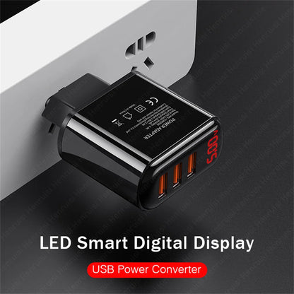 3.4A USB Charger Digital Display Fast Charging Quick Charge 3.0 Mobile Phone Chargers Adapter For iPhone Samsung Xiaomi Huawei