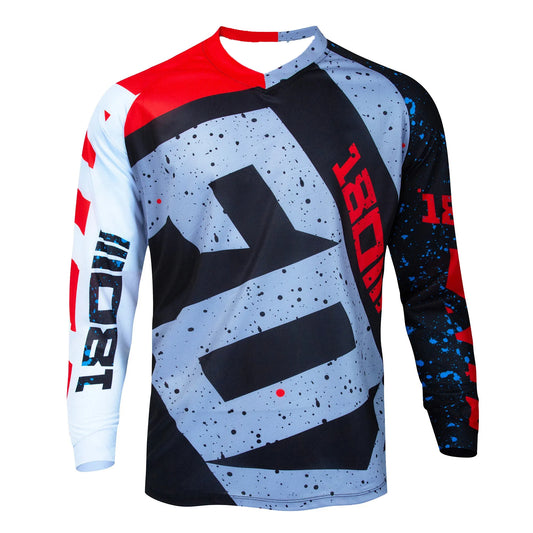 Men's Letter Pattern Long Sleeve Cycling Jersey Mtb Motocross off Road Top Breathable Loose Fit Dirt Bike Riding Cycling Top