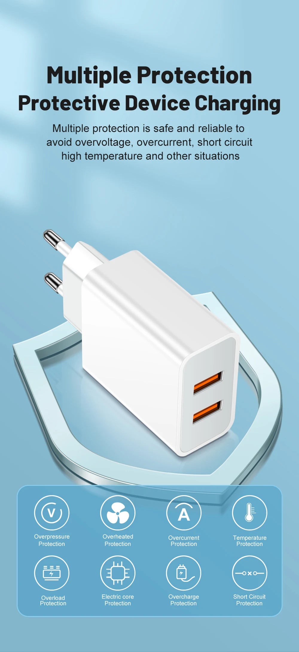Dual USB Charger Fast Charging Adapter Portable Wall Travel Charger Mobile Phone Chargers for Oneplus Oppo iPhone Xiaomi 15 17