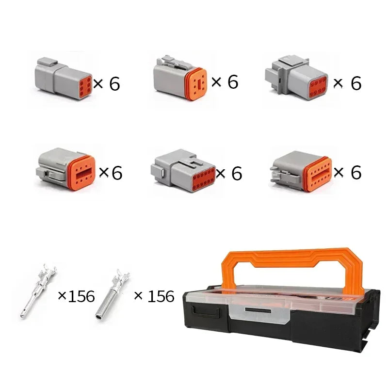 Boxed Deutsch Type DT Connector Kit Waterproof Wire DT Series Connector Set Box DT06/DT04 2/3/4/6/8/12 Pins Sealed Plug