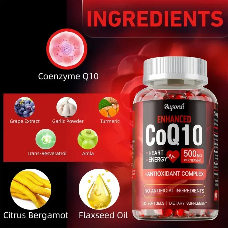 CoQ10 Supplement - Antioxidant, Promotes Blood Circulation, Heart Health and Energy Production, and Enhances Immunity