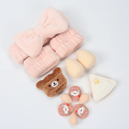 Embroidered Powder Puff Headband 13-Piece Set, Suitable for Applying and Setting Makeup, Suitable for All Skin Types