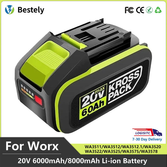 For WORX 20V 6.0Ah/8.0Ah 5pin WA3016 WA3023 WA3027 Li-ion Battery For dewalt tools for WORX Cordless Power Tool Model Battery